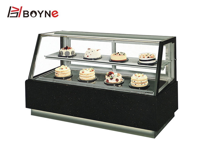 Coffee Shop Cake Display Showcase Two Layer Belved Black Marble Base
