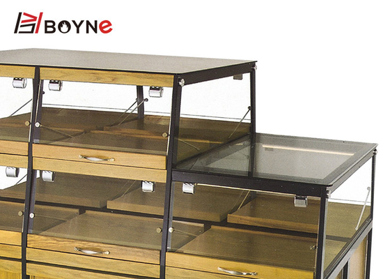 Two Side Opened Bakery Pastry Display Case Wooden Base Cabinet